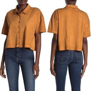 Free People Women's Weekend Rush Button Down Shirt Copper Size XS NWT, $58